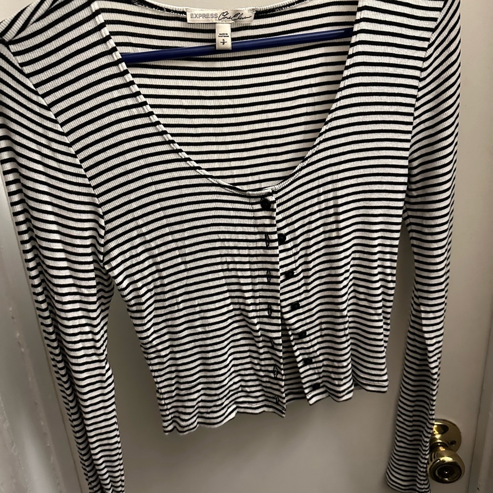 Express Black and White Striped Women's Cardigan